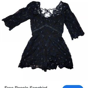 Free People Black and blue Floral Lace Dress